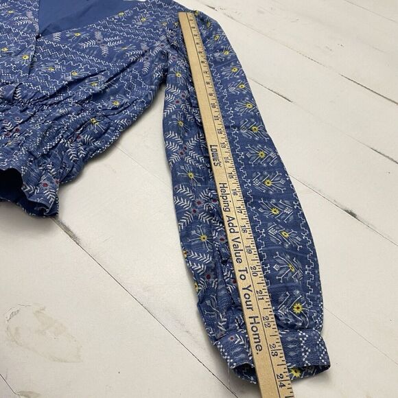 Anthropologie Forever That Girl  Smocked Blouse Cornflower Blue  Women's Medium - Picture 12 of 15